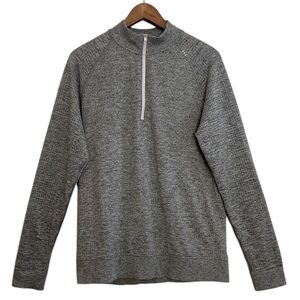 Lululemon Engineered Warmth Half Zip Mens Medium Light Gray Wool Blend Shirt